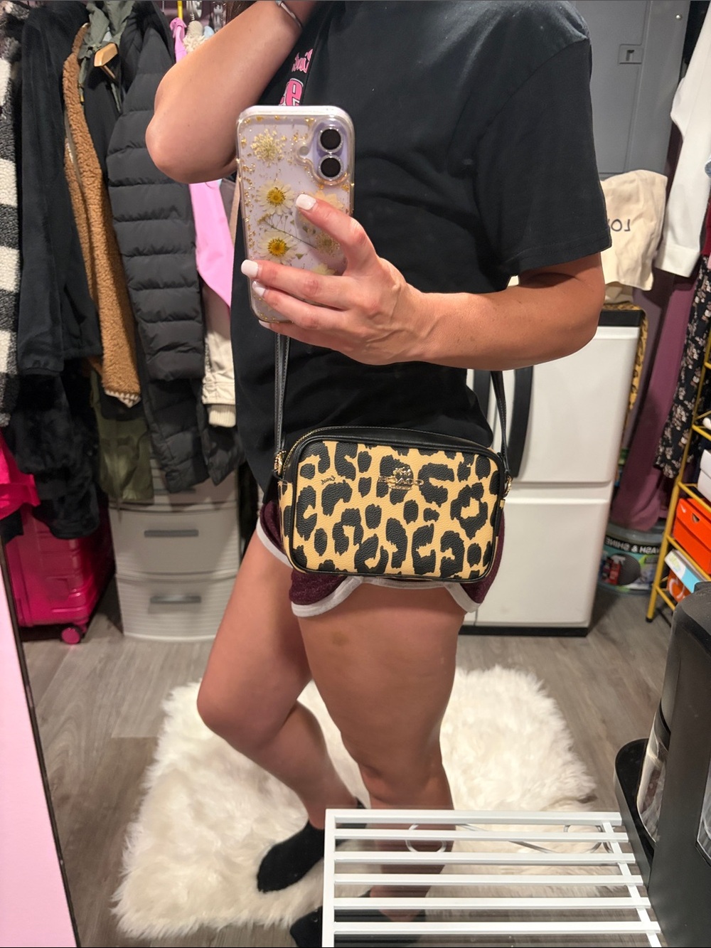 Coach Leopard Print Crossbody in Black and Tan - Picture 13 of 15